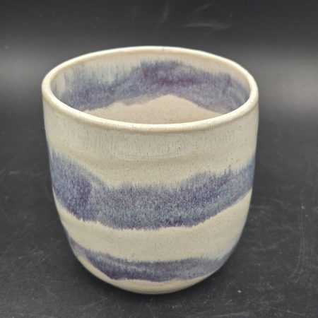 Blue, Purple, and White Thumb Cup